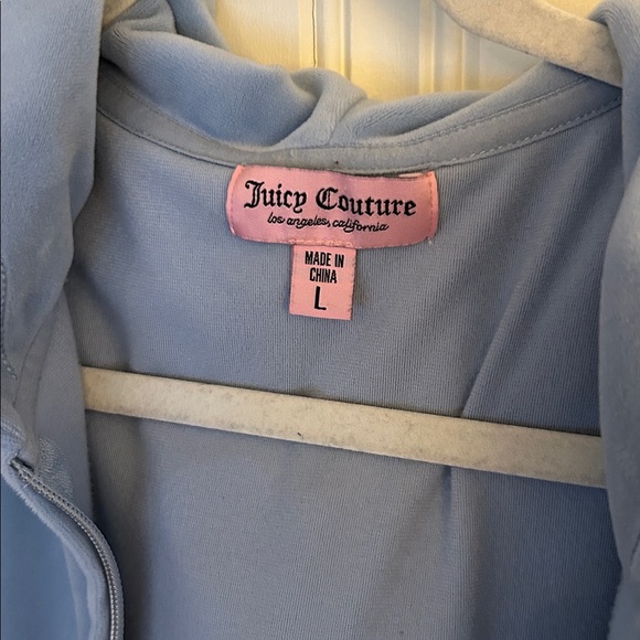 Juicy Couture Large Baby Blue Y2K Velour Sequined Gem Hoodie Track Jacket - Picture 2 of 6